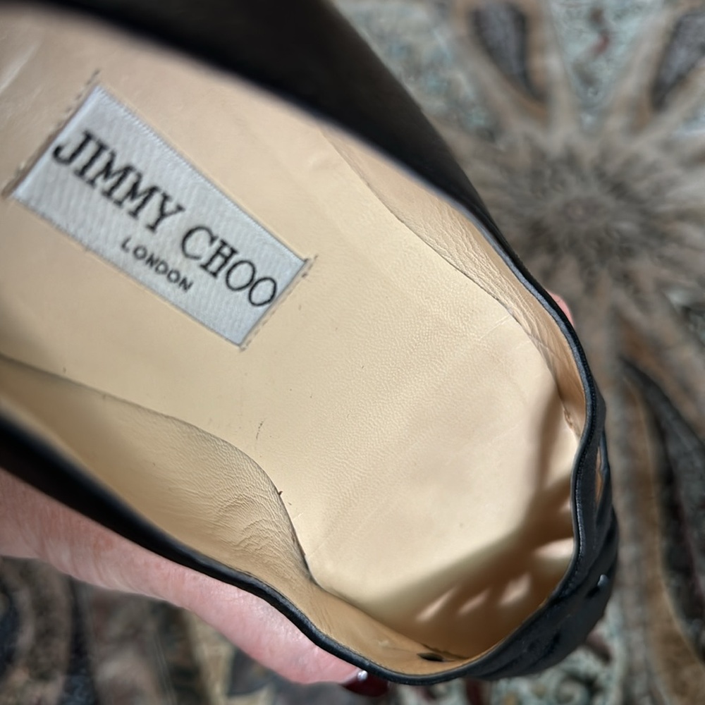 Jimmy Choo black leather flats size 38 - Picture 6 of 7